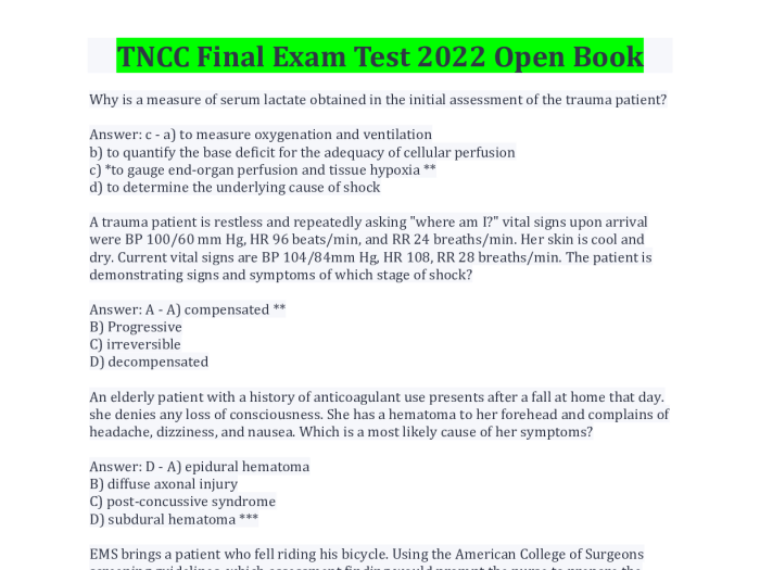 Tncc 9th edition exam answers