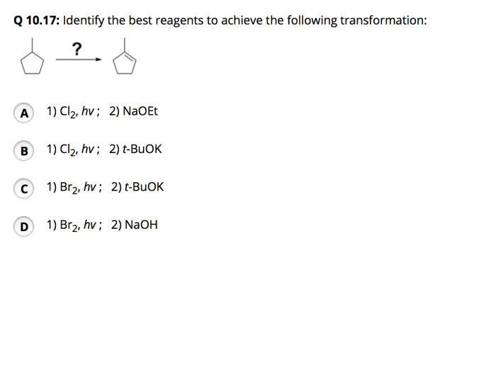 Which reagents will achieve the following transformation